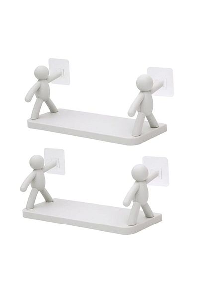 Generic Nutrigrub 2 Pcs the Kitchen Toilet Villain Wall Hanging Receiver Shelf Self Stick Little Man, Villa