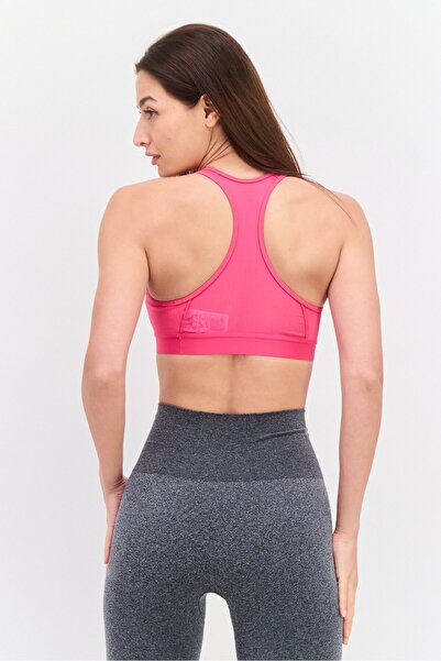 adidas Women Brand Logo Non Padded Sports Bra, Dark Pink