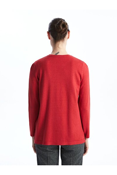 LC Waikiki Pulover roșu guler rotund texturat pentru femei