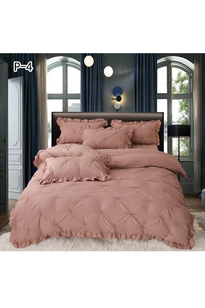 FIONNA.RO Bed Linen With Pleats And Ruffles - Beige Cocoa With Milk