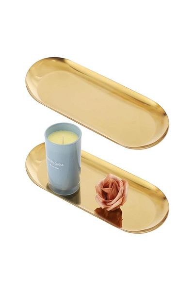 Generic Azonee Gold Decorative Tray - Gold Serving Tray, Perfume Bathroom Jewelry Vanity Mirror Candle Trin