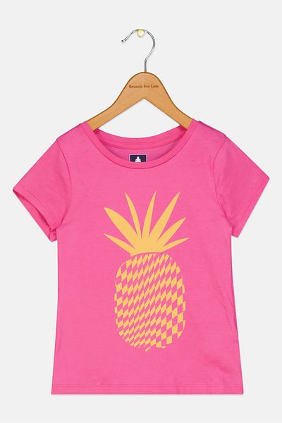 GAP Toddlers Girl Round Neck Short sleeve Graphic Print Top, Pink