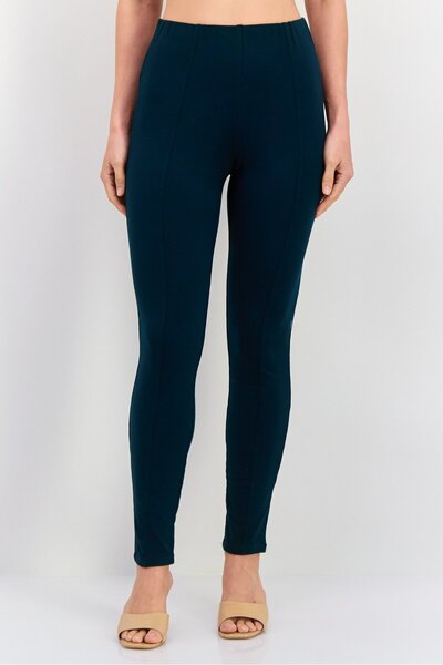 Etam Women Regular Fit Knitted Leggings, Dark Green