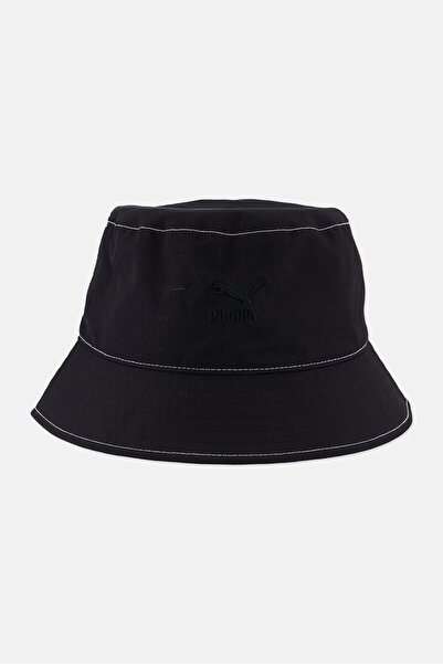 Puma قبعة دلو بشعار مطرز للرجال، باللون الأسود