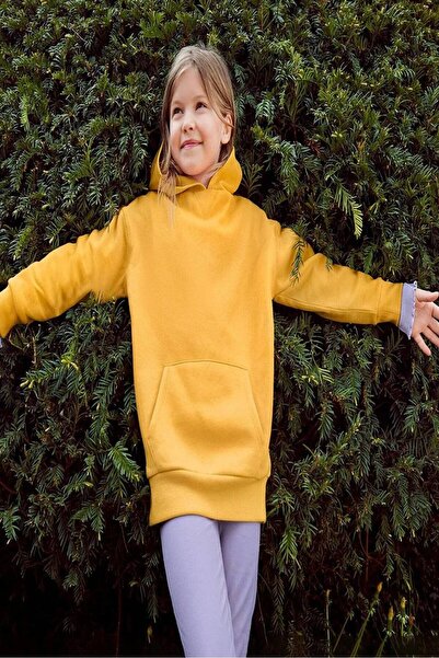 Tchibo Kids Girl Hooded Long Sleeve Plain Sweatshirt, Yellow