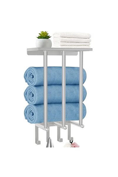 Generic Bathroom Towel Rack with 4 Hooks - Wall Mount Towel Holder for Bathro...