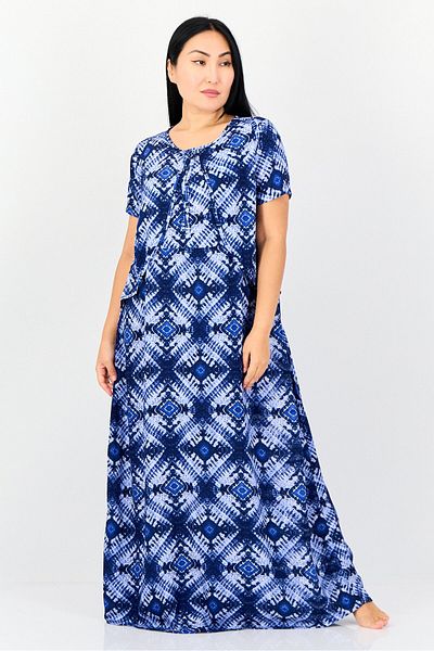 Zivame Women All Over Print Short Sleeves Night Dress, Multicolor