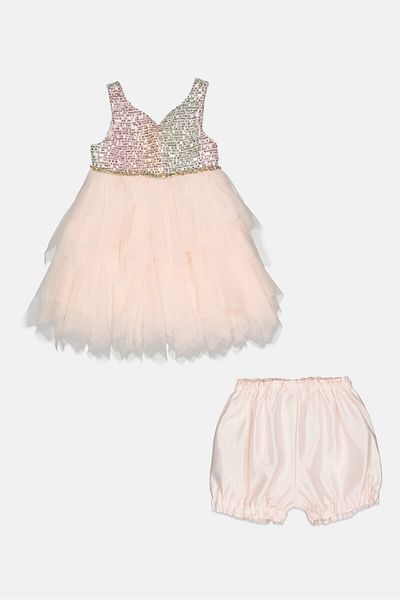 American Princess Toddlers Girl 2 Pieces Textured Top And Bottom Set, Light Pink