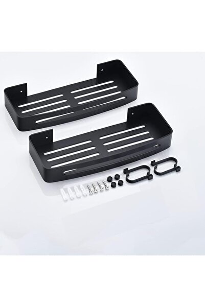 Generic 2 رفوف دش حمام، رف دش لاصق مع 4 خطافات متحركة، فولاذ مقاوم للصدأ خالٍ من الماس