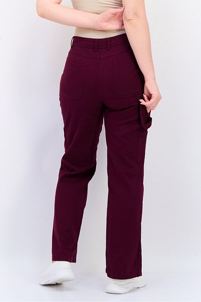 Koton Women Regular Fit Solid Cargo Pants, Maroon