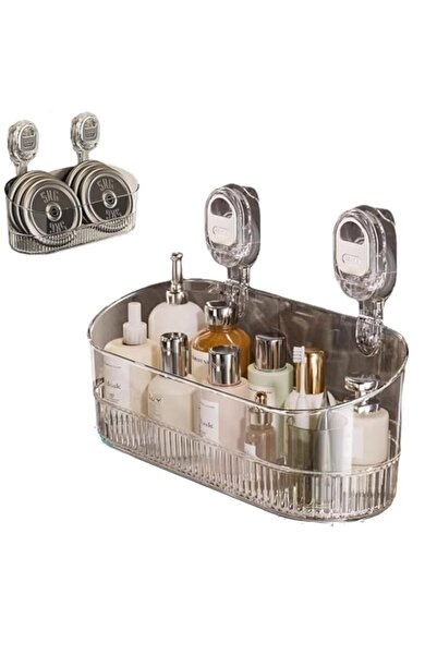 Generic صندوق تخزين بأكواب شفط - صندوق تخزين حمام Azonee بدون حفر، سعة كبيرة ...