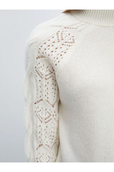 LC Waikiki Yarım Balıkçı Yaka Ajurlu Kadın Triko Kazak