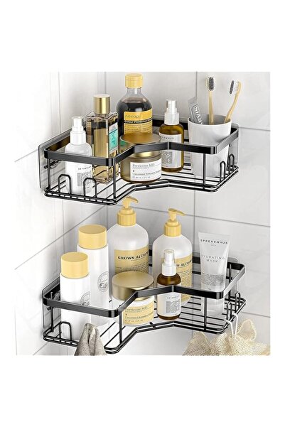 Generic مجموعة من قطعتين من حاملات الدش الزاوية من ماوناي، رف منظم للدش لاصق ...