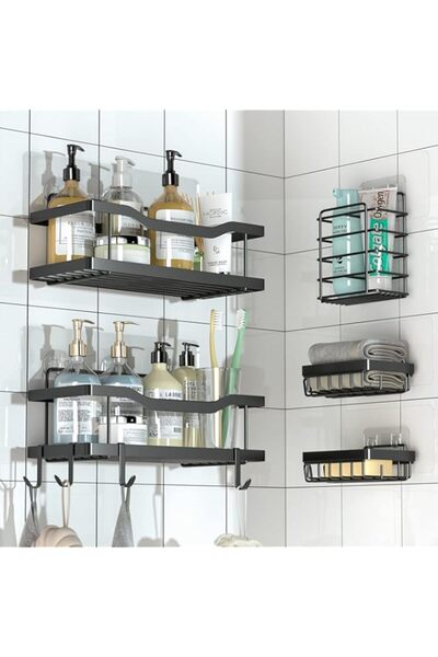 Generic 5-Pack Shower Caddy, Adhesive Bathroom Organizer, No Drilling, Large ...