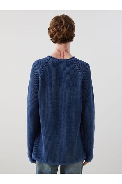 LC Waikiki Ανδρικό πλεκτό πουλόβερ Indigo Crew Neck