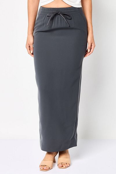 Emporio Armani Women Solid Casual Pencil Skirt, Grey