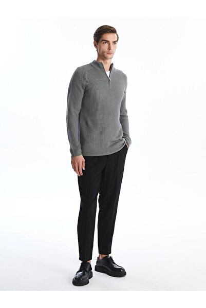 LC Waikiki Γκρι ψηλός λαιμός Πλεκτό Ανδρικό Πουλόβερ με μακριά μανίκια