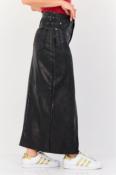 Don't Call Me Jennyfer Women Washed Denim Maxi Skirt, Black