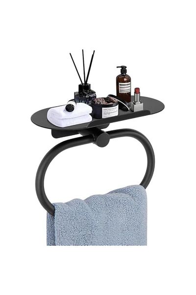 Generic HANNEA® Wall Mounted Towel Holder, 2 in 1 Stainless Steel Oval Shape Hooks Bathroom Rack, Efficient