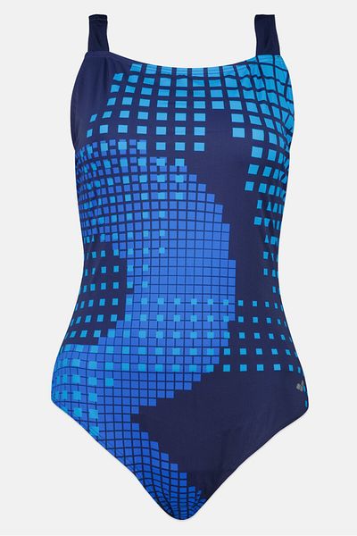 ARENA Women One Piece Non Padded Allover Print Swimsuit, Navy