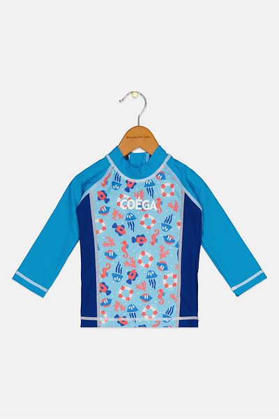 Coega Sunwear Toddlers Girl Graphic Print Rash Guard, Multicolor