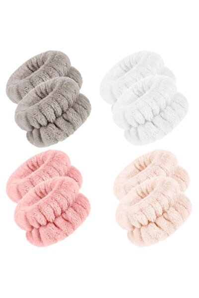 KHAJUL 4 أزواج من سوار المعصم المصنوع من الألياف الدقيقة لغسل الوجه، وشريط من...