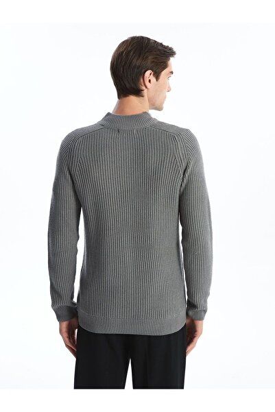 LC Waikiki Γκρι ψηλός λαιμός Πλεκτό Ανδρικό Πουλόβερ με μακριά μανίκια