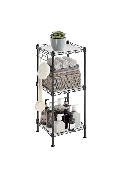 Generic رف حمام SONGMICS ثلاثي الطبقات، وحدة رفوف سلكية، رف تخزين معدني للمسا...