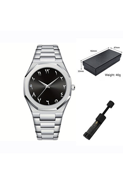 Choice ساعة رجالية باللون الأسود الفضي بتصميم عصري وبسيط ومبدع باللون الأسود ...