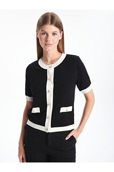 LC Waikiki Bisiklet Yaka Renk Bloklu Kadın Triko Hırka