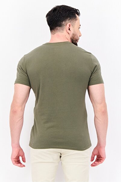 GAP Men Crew Neck Short Sleeves Plain T-Shirt, Olive