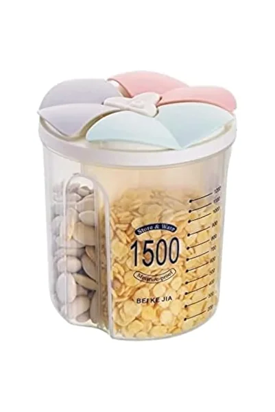 Generic Orchid 1.5 L Airtight Storage Container, 3 Grid Cereal Dispenser Cereal Containers Food Storage Box