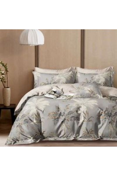 Ralex Single Bed Linen Percale Printed 100% Cotton, 3 Pieces, 160 x 240 cm, 150 x 220 cm, 50 x 70 cm, Gray