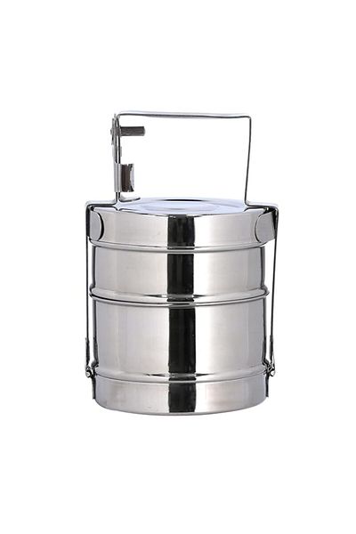 Generic Delcasa 2 Layer Steel Bombay Tiffin, Lunch Box, Dc1985 Stainless Steel Food Carrier, 2 Tier Tiffin