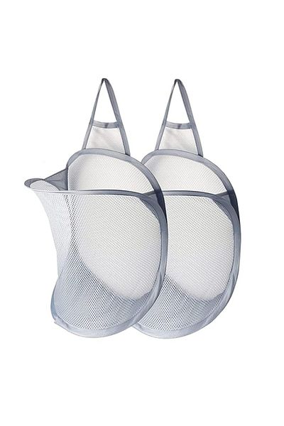 Generic OneNine Hanging Laundry Hamper Bags, 2pcs Breathable Mesh Laundry Basket with Wall Mounted Self Adh