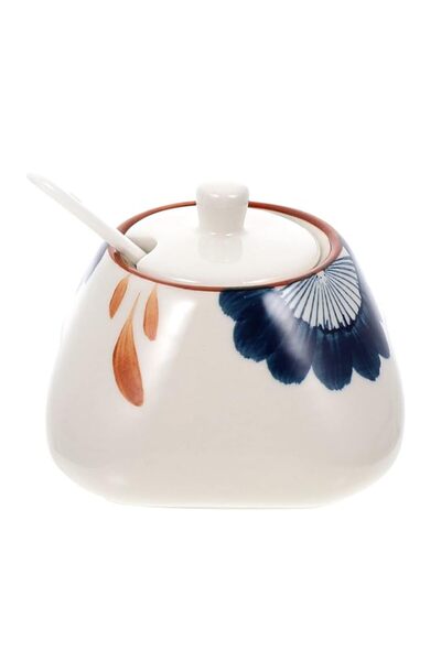 Generic 300Ml Japanese Ceramic Kitchen Condiment Jar with Airtight Lid and Spoon for Sugar, Salt, Spices St