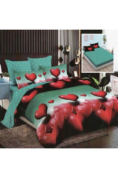 Ralex Economic Package Double Bed Set Finet 6 Pieces with Fitted Sheet + 2 Padded Pillows 50 x 70 cm + Duv