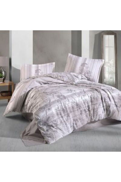 Ralex Double Bed Linen Set 100% Cotton Ranforce - 4 Pieces, Beige SIMLE