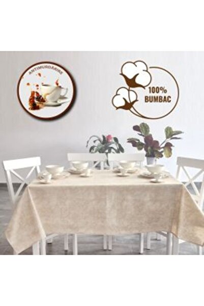 Ralex Față de masă anti-pete 100% bumbac 140 x 180 cm, Modern Cream FMA 114