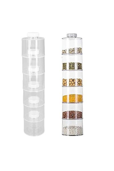 Generic 6 Pack 10.6oz Clear Jars Set for Home Kitchen, Plastic Seasoning Box with Discharge Lids Jam Pots A