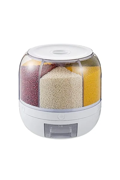 Generic CHICIRIS Rotating Cereal Dispenser, Countertop Dry Food Dispenser 6 Grids Grain Storage Containers