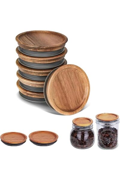 Generic Paporich Mason Jar Lids,Regular Mouth Mason Jar,Reusable Wooden Storage Lid with Silicone Seal,Regu