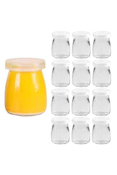 Generic FUFU 12PCS Yoghurt Jars pudding Jar with Lid Glass Container With Lid For Milk Jams Jelly Mousse Yo