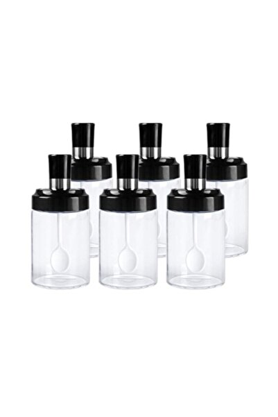 Generic LOYUYU Luyy Kitchen Glass Spice Jars Seasonning Box Set of 6, Condiment Pots Spice Jars with Spoons