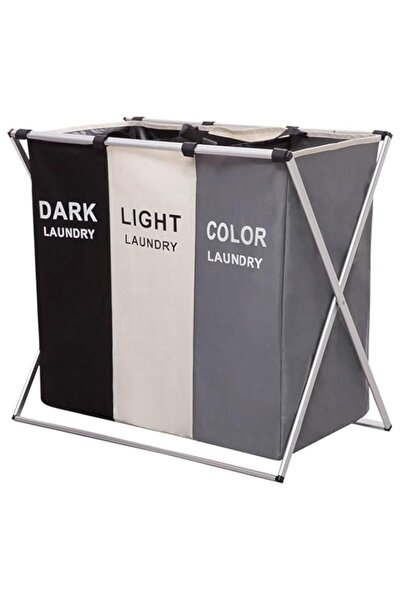 Generic سلة غسيل ECVV، 3 أقسام، سلة غسيل قابلة للطي، مناسبة لغرفة النوم والحم...