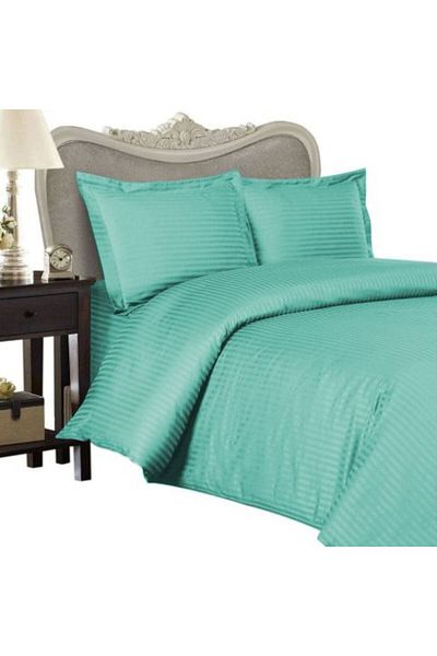 HomePuls Bed Linen for One Person Damask Polycotton with 1 cm Stripe, 3 Pieces, Sheet 160 x 230 cm, Duvet Cov