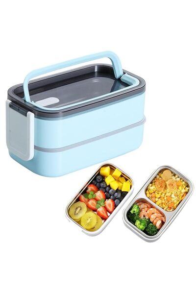 Generic ECVV 2-Layer Leakproof Bento Box, Stainless Steel Food Meal Container, Large Lunch Box with Multi C