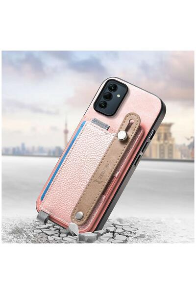 Zebana Samsung Galaxy A17 Compatible Case 2in1 Best Leather Case with Card Holder Pink