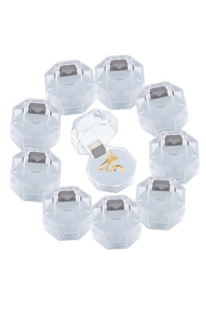 Generic Brand Excefore 40Pcs White Transparent Plastic Ring Boxes Crystal Ear...