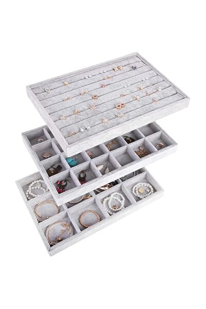 Generic Padom Stackable Velvet Jewelry Trays Organizer, Jewelry Storage Displ...